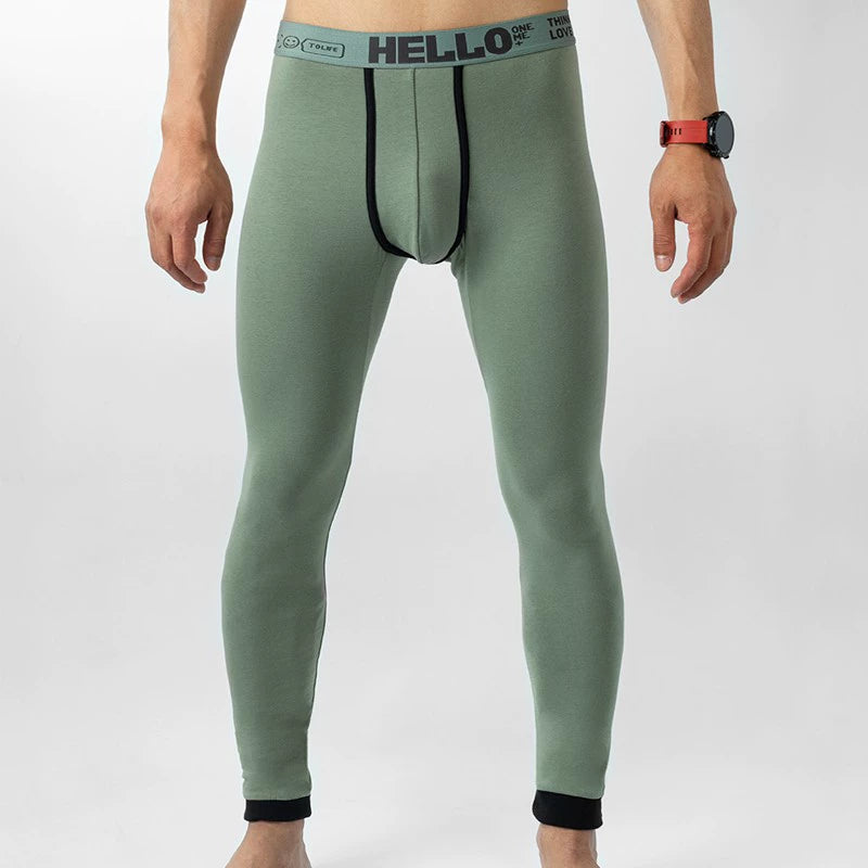 Men's Thermal Underwear Long Johns - Winter Fleece Lined Printed Pants By Wang Jiang