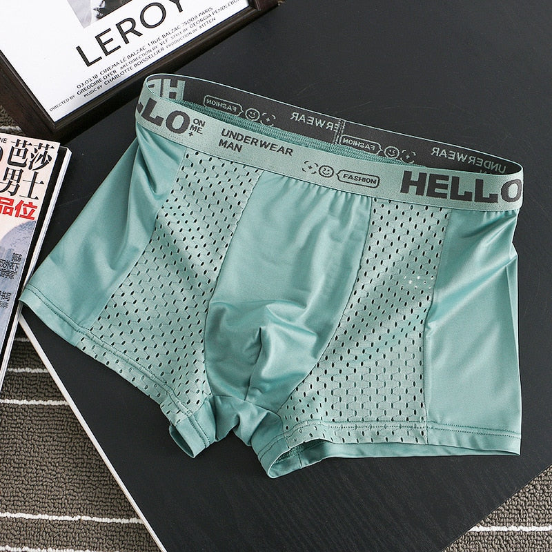 ALSLIAO Mens Loose Sexy Low Rise Cotton Boxer Briefs Underwear Breathable  Hip-Lifting Green XL